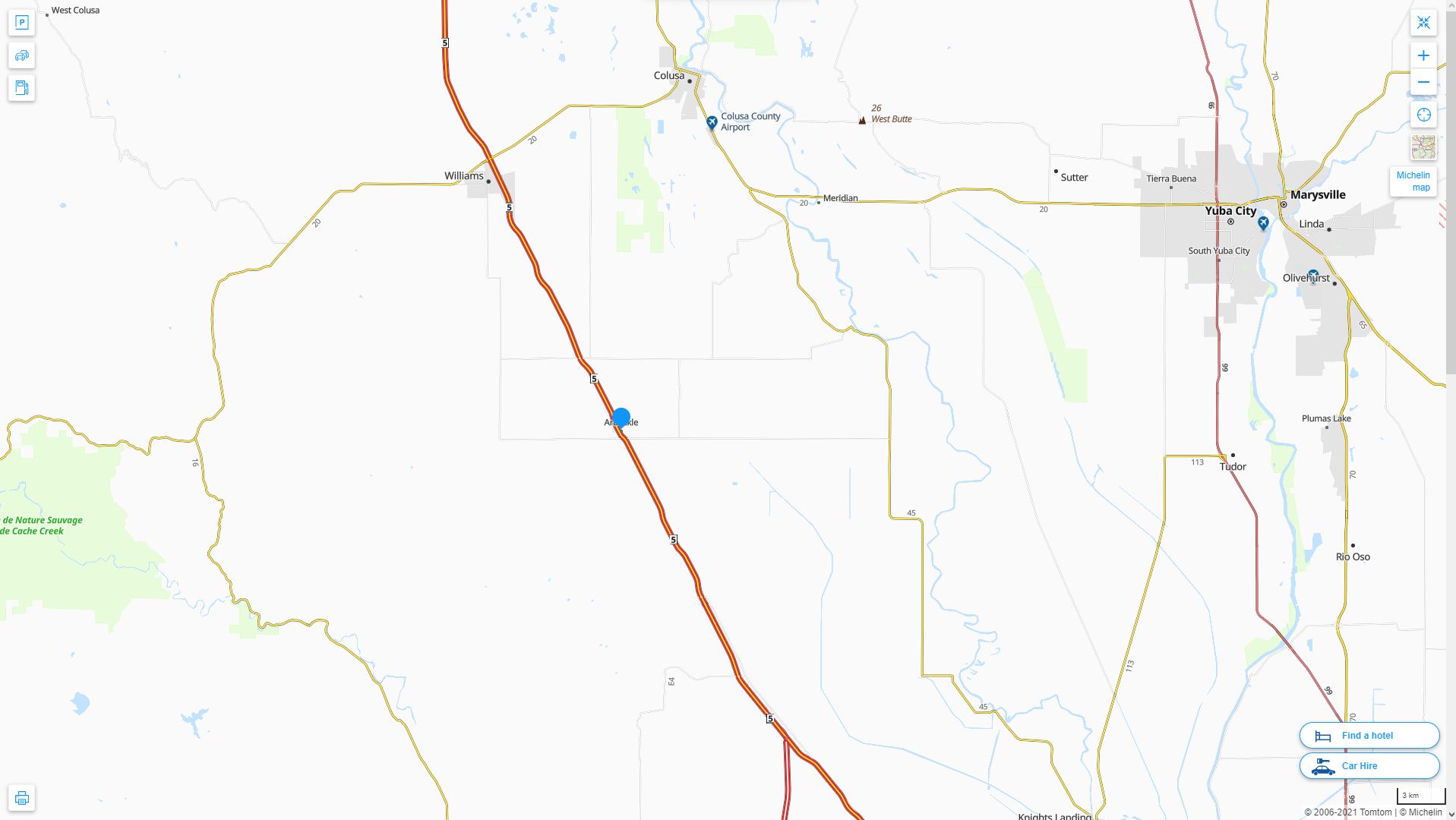 Arbuckle California Highway and Road Map